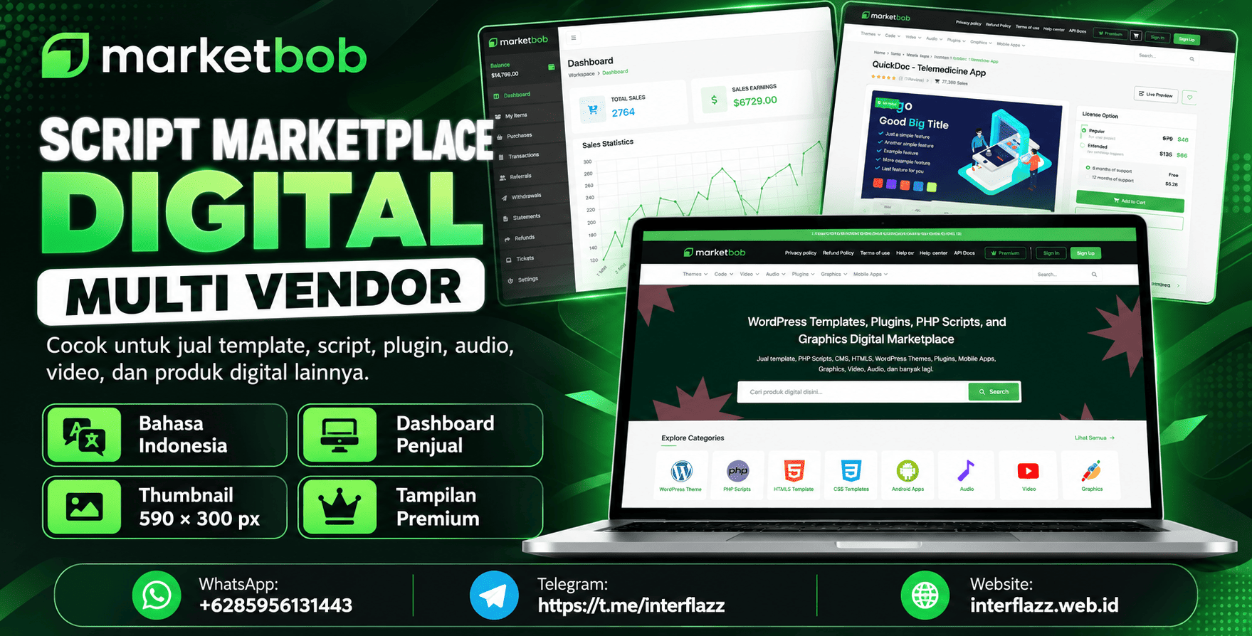 Marketbob - Web Penjualan Produk Digital Multi-Vendor (SAAS)