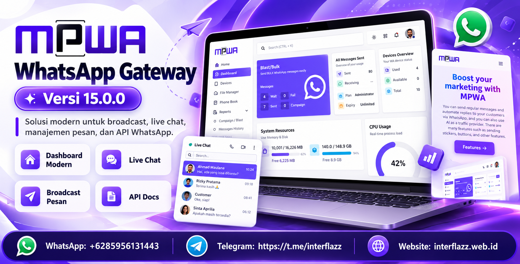 WhatsApp Gateway Multi Perangkat Terbaru Versi 15.0.0